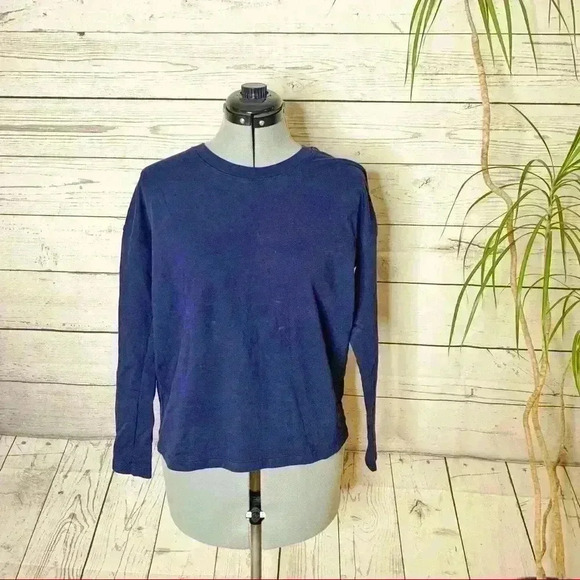 Madewell Navy Blue Pullover Long Sleeve Sweatshirt - Picture 2 of 7